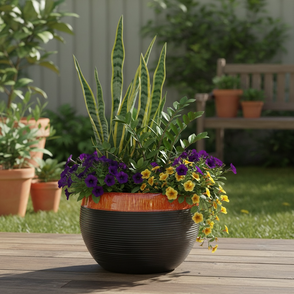 RING STONE ROUND DUAL TONE ( FRP PLANTERS ) SUITABLE FOR INDOOR AND OUTDOOR - Image 2