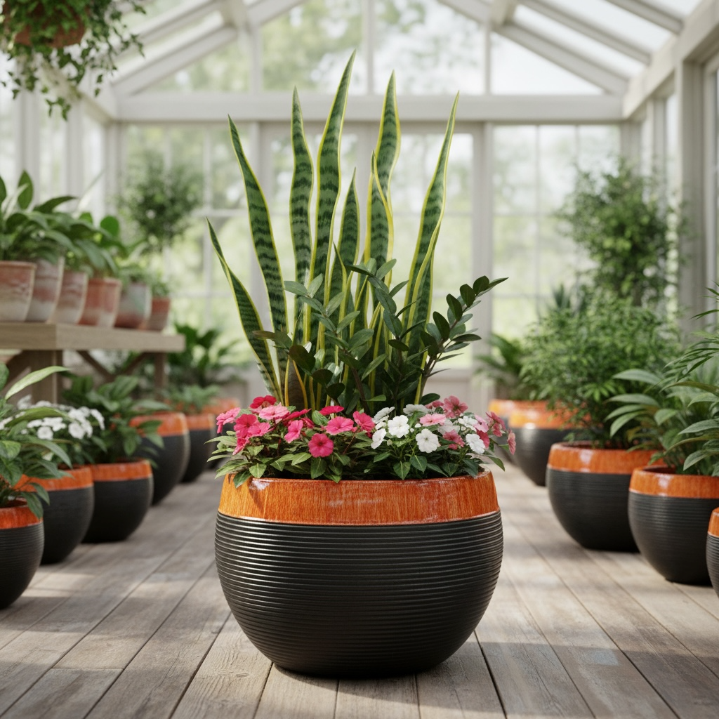 RING STONE ROUND DUAL TONE ( FRP PLANTERS ) SUITABLE FOR INDOOR AND OUTDOOR - Image 5