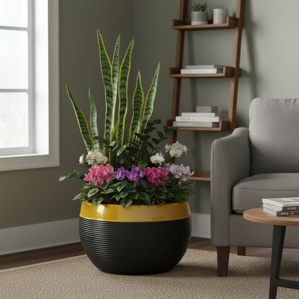 RING STONE ROUND DUAL TONE ( FRP PLANTERS ) SUITABLE FOR INDOOR AND OUTDOOR - Image 6