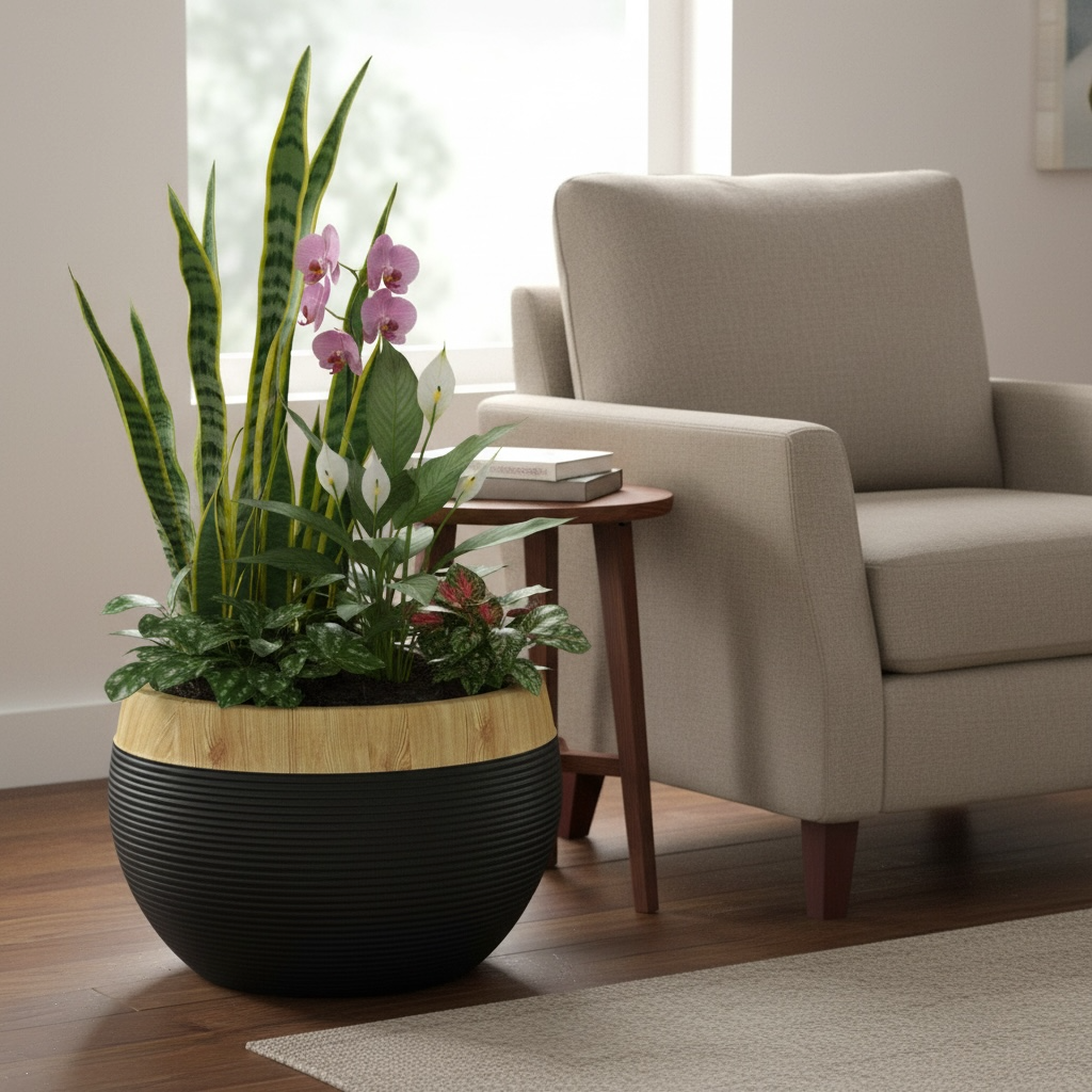 RING STONE ROUND DUAL TONE ( FRP PLANTERS ) SUITABLE FOR INDOOR AND OUTDOOR - Image 8