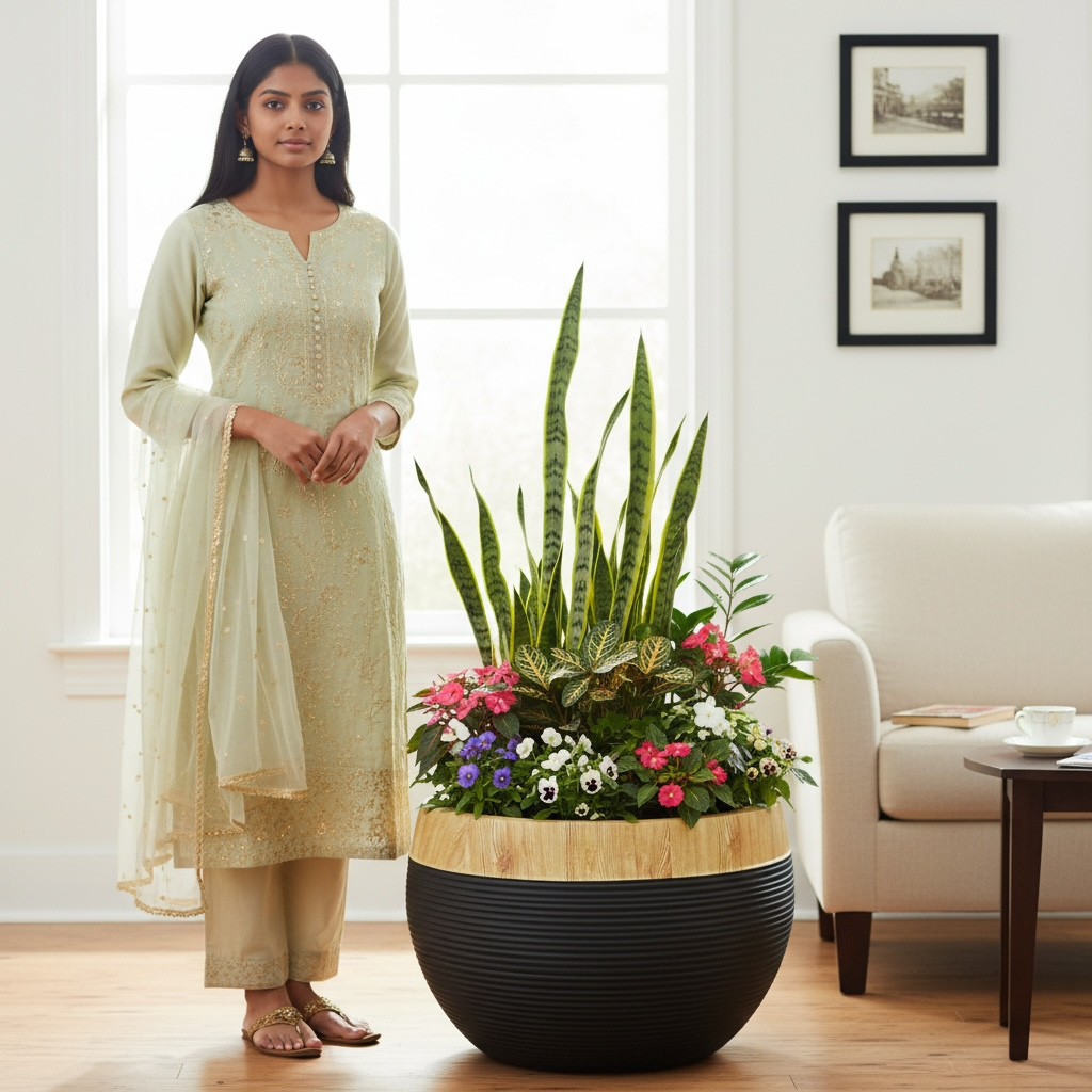 RING STONE ROUND DUAL TONE ( FRP PLANTERS ) SUITABLE FOR INDOOR AND OUTDOOR - Image 10