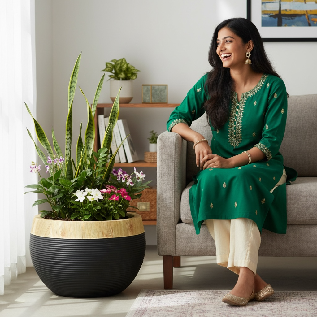 RING STONE ROUND DUAL TONE ( FRP PLANTERS ) SUITABLE FOR INDOOR AND OUTDOOR - Image 11